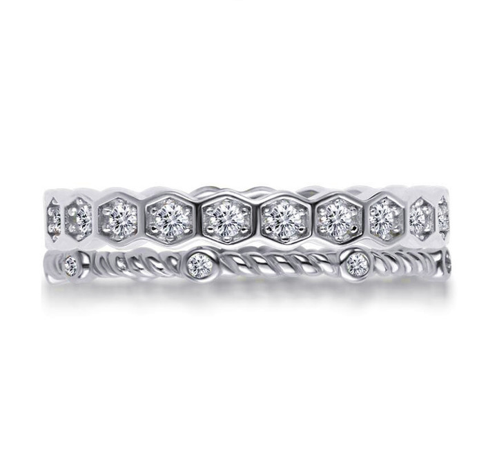 2 in 1 diamond wedding ring set 925 sterling silver double band for women OEM/ODM 